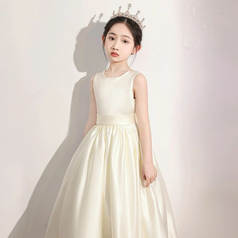100~160cm パーティー 結婚式 七五三ドレス 女の子 ロングドレス 演奏会ドレス 可愛い パール バックリボン ノースリーブ 5,083円