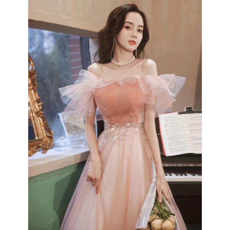 XXXL XXL XL L M S XS 2タイプ ミディアム丈 ロング丈 オフショル パーティードレス ドレス ミモレ丈 二次会ドレス