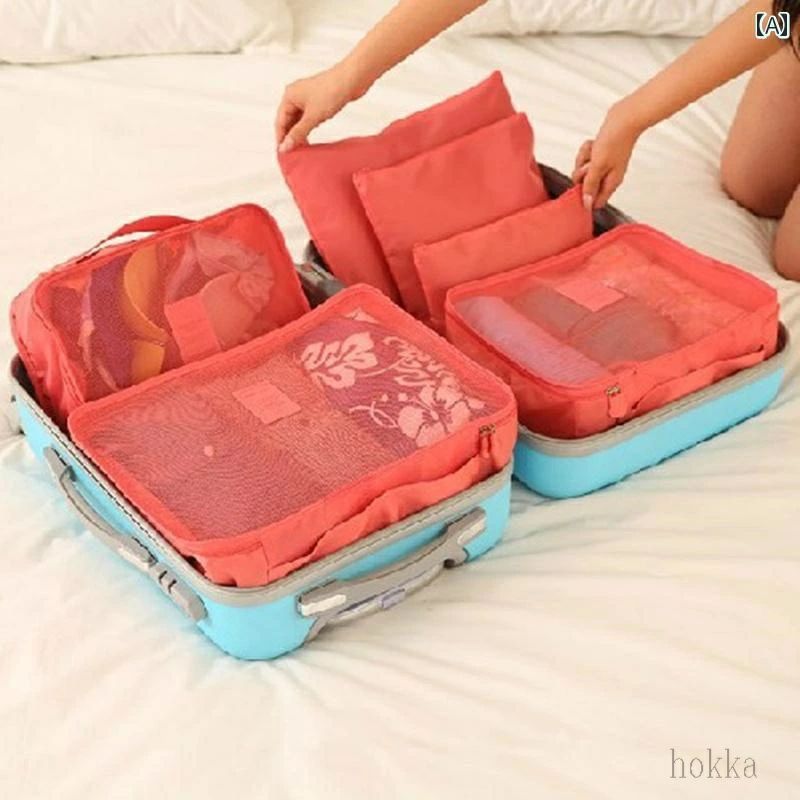 ワインレッド パープル ピンク 防水 洗濯 バッグ 下着 衣類 スーツケース パッキング 収納 旅行 セット トラベルポーチ