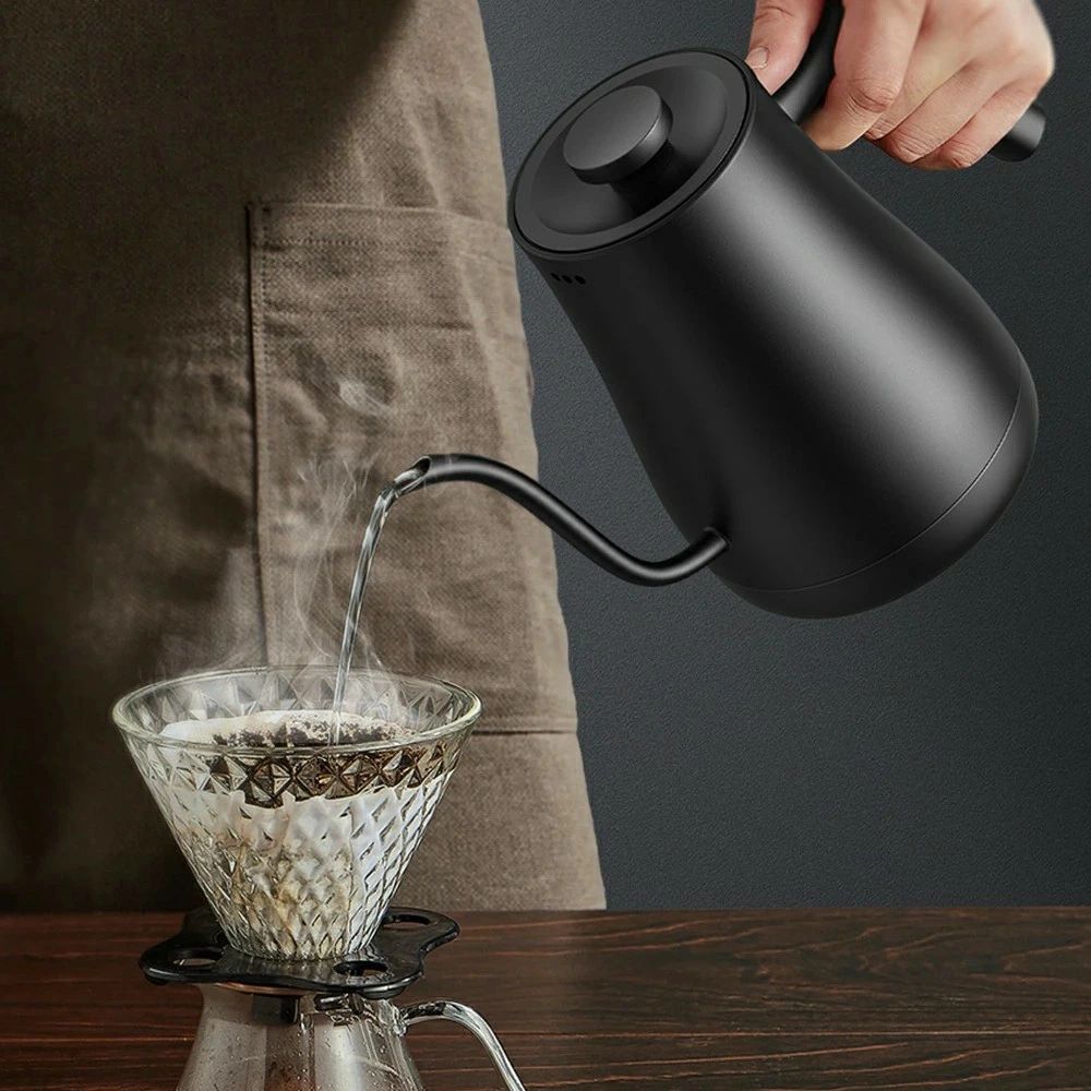 電気ケトル 温度調節 0.8L コーヒーケトル 1000W 急速沸騰 4時間保温機能/温度調節 1℃単位 40℃~100℃/空焚き防止/自動オフ ドリップケトル コーヒー お茶 粉乳 引越し プレゼント
