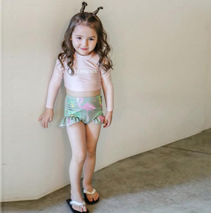 キッズ 水着 85 95cm 95 105cm おしゃれ ふたご セパレート プール ベビー 上下セット 双子 双子コーデ 女の子 子供服 子供水着 日焼け対策 水遊び 海 赤ちゃん 長袖 韓国 韓国風 送料関税無料 女の子