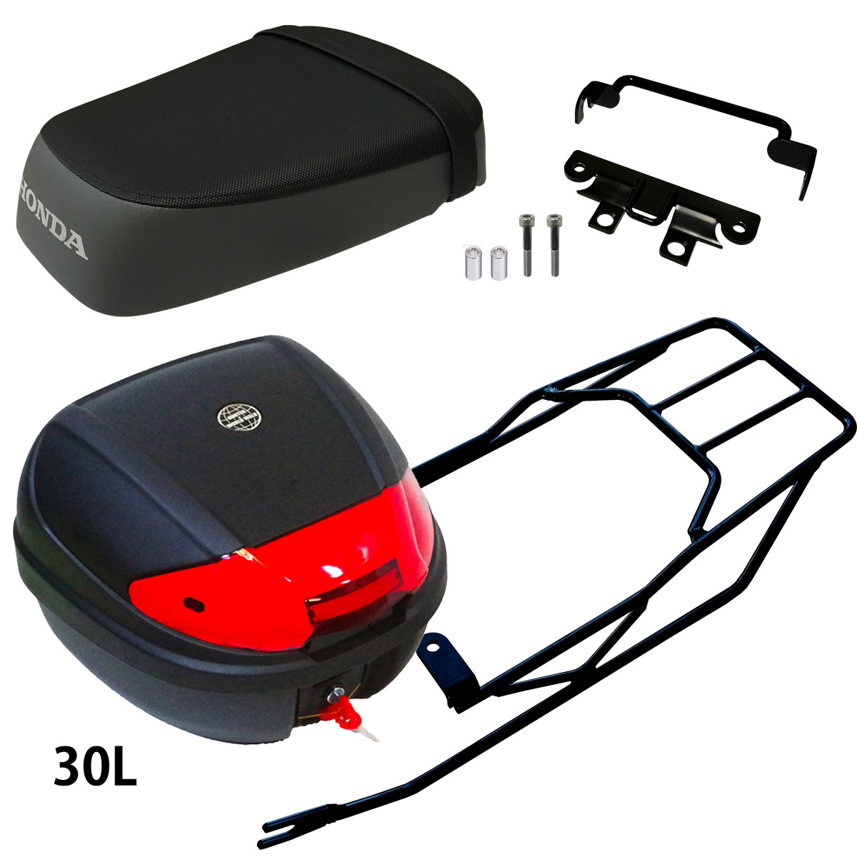 1年保証付 ツーリングネット付スーパーカブ 110 (JA44 JA45 JA60) 用 タイ 純正 タンデムシート リアキャリアボックスセット 延長キャリア オーバーキャリア キャンプ タンデム シート リアボックス