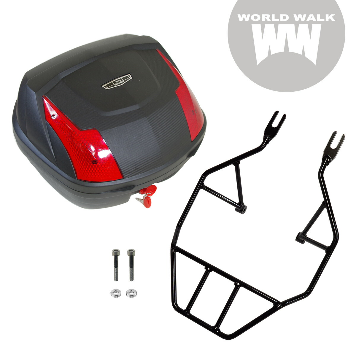 1年保証付 ツーリングネット付ハンターカブ CT125 延長 リアキャリア 32L ボックスセットJA55 JA65 32リットル リアボックス オーバーキャリア タンデム可能 トップケース ボルト付き|バイクパーツのワールドウォーク