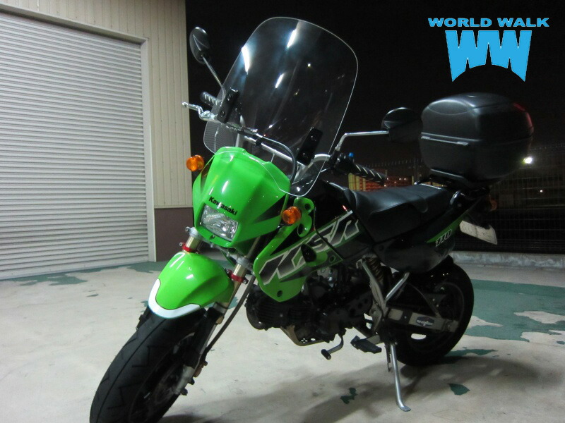 1年保証付 メンテナンスクロス付！KSR110 汎用大型スクリーン バイザー シールド 風防 クリア スモーク｜バイクパーツのワールドウォーク