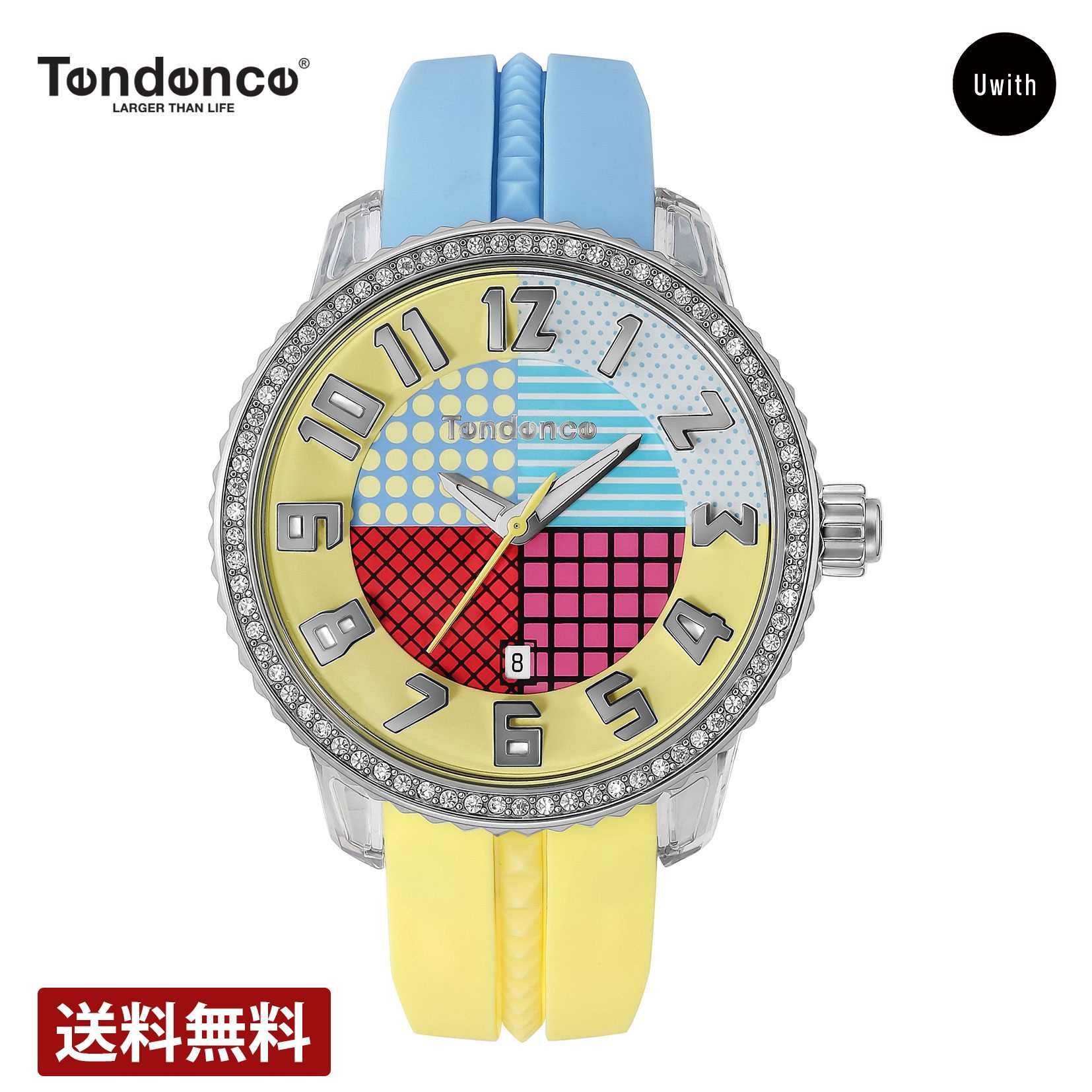 【レビュー特典あり】【ブランド直営店】テンデンス TENDENCE レディース 腕時計 クレイジー ミディアム 41mm TG930060 イエロー×ライトブルー クォーツ 時計 ブランド 10気圧防水