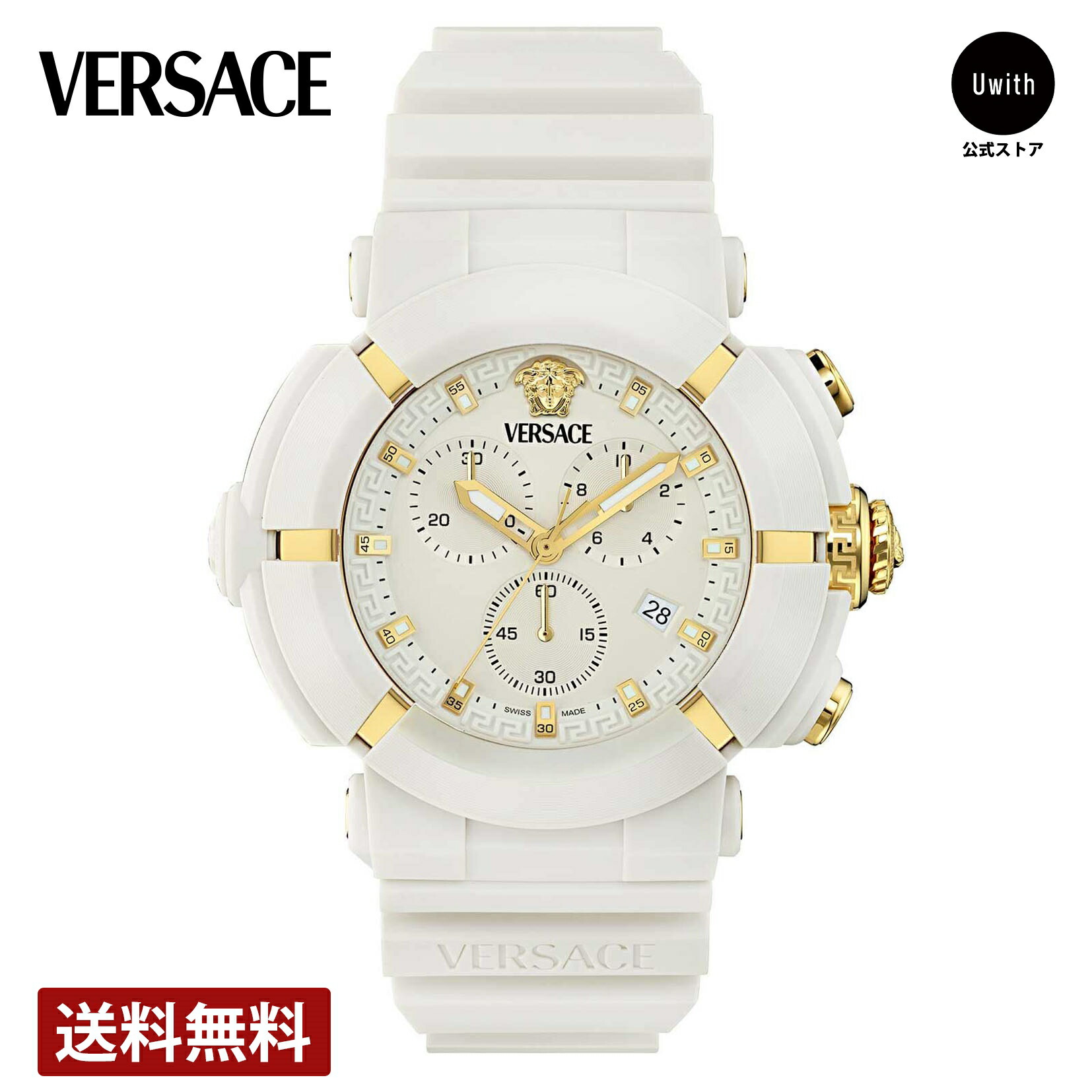 極美品箱/証VERSACEヴェルサーチヴァニティレディース腕時計ホワイトクォーツ 極美品箱/証VERSACEヴェルサーチヴァニティレディース腕時計