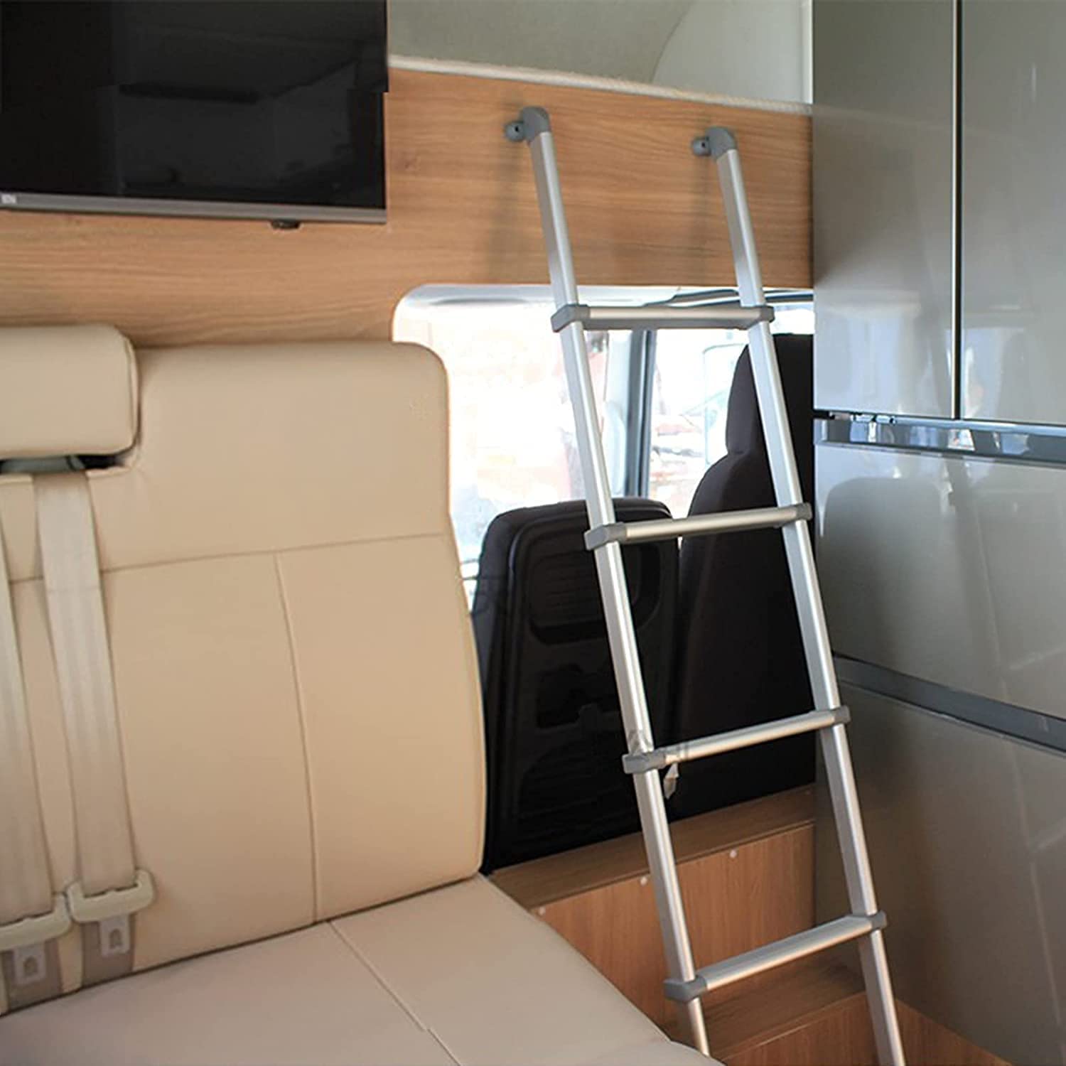 アルミ製二段はしご 60インチ 5段 フック&amp;フィッティング付き 高耐久 キャンピングカー 荷重150KG｜WORM Base 16,618円