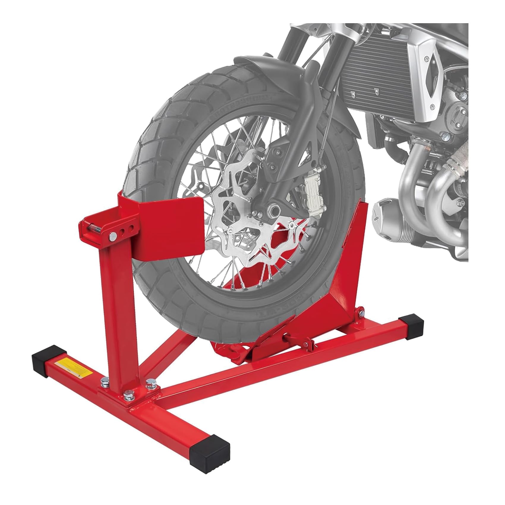 フロントホイールクランプ バイクスタンド タイヤ固定スタンド 12～21インチ 耐荷重810KG 調整 メンテナンス 前輪 固定 自立 レッド