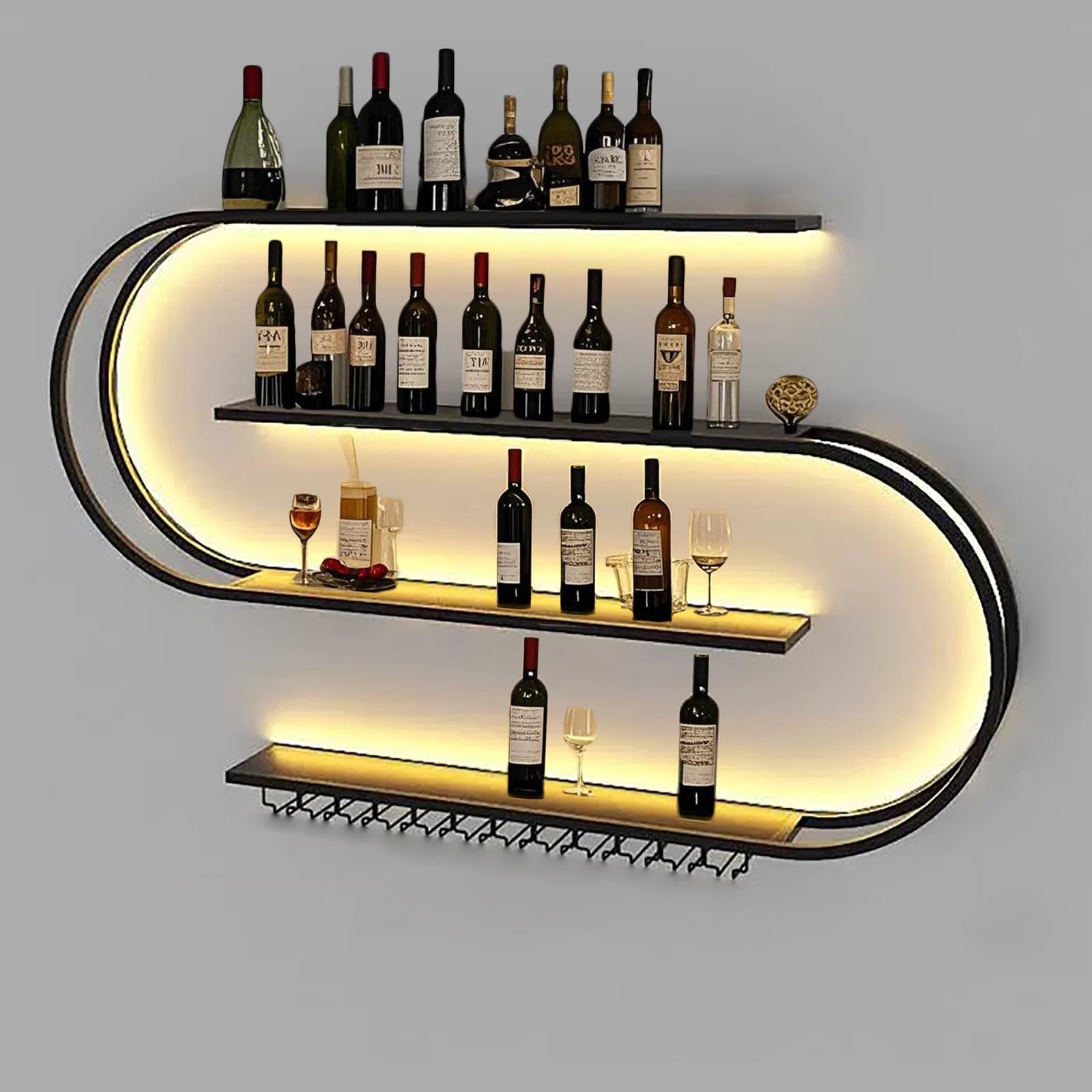 半円ワインラック ワインホルダー酒ラック壁掛け ディスプレイスタンド 自由な組み合わせ 酒 棚壁掛け式 吊り下げ 壁ワインラックワイン置き居酒屋 レストラン 飲食店 バー クラブ用 ワインスタンド ワイン収納 お酒収納｜WORM Base