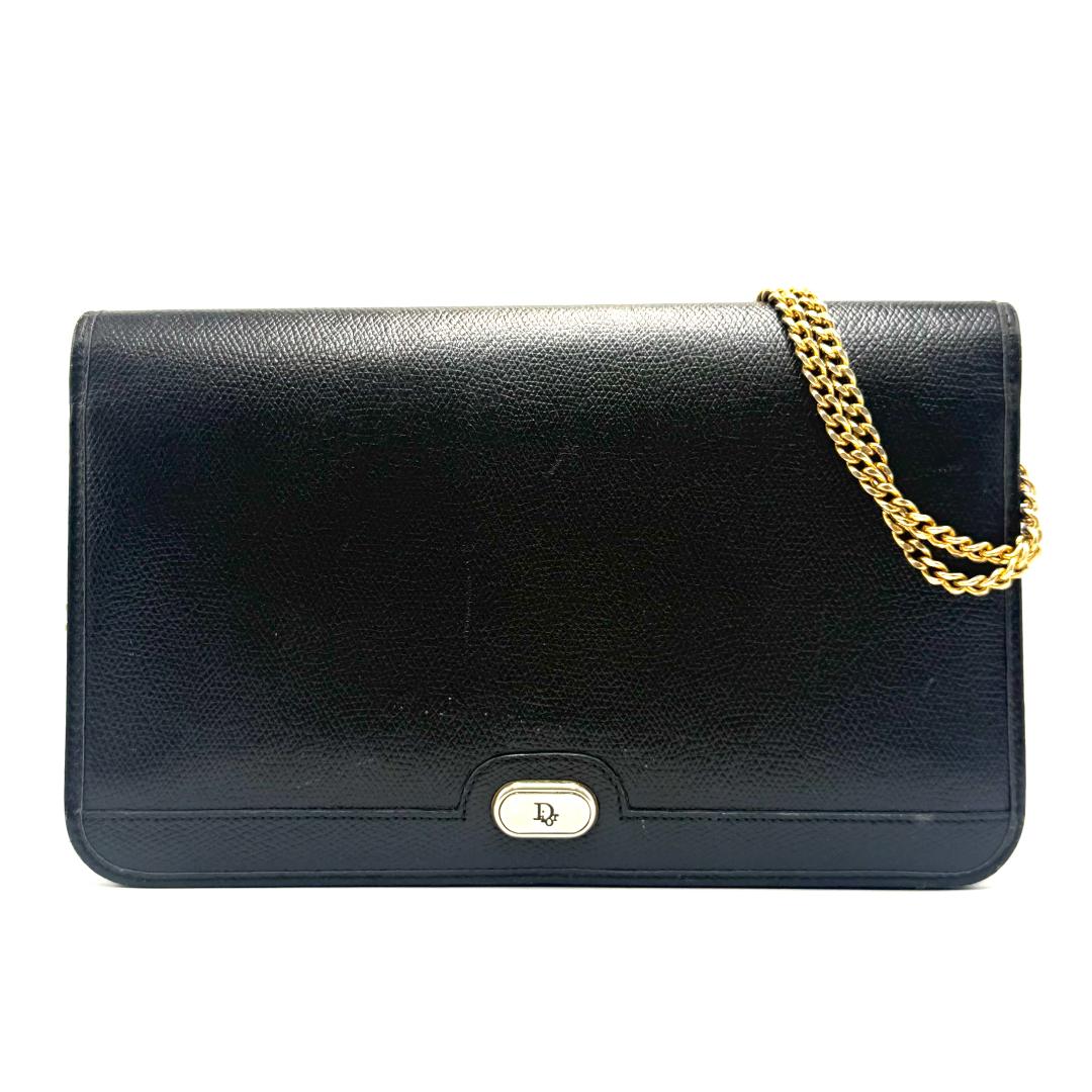 ChristianDior ディオール ロゴタイプ一皿 チェーン店 ショルダーバッグ CDロゴタイプ 黒いこと 黒 ゴールド金具 なめし革 ハニカム柄 ヴィンテージ オールドディオール レディース フォーマル 寄りあい 窈窕たる 飛び切り感 ディオールバッグ ブランド名御徒面子
