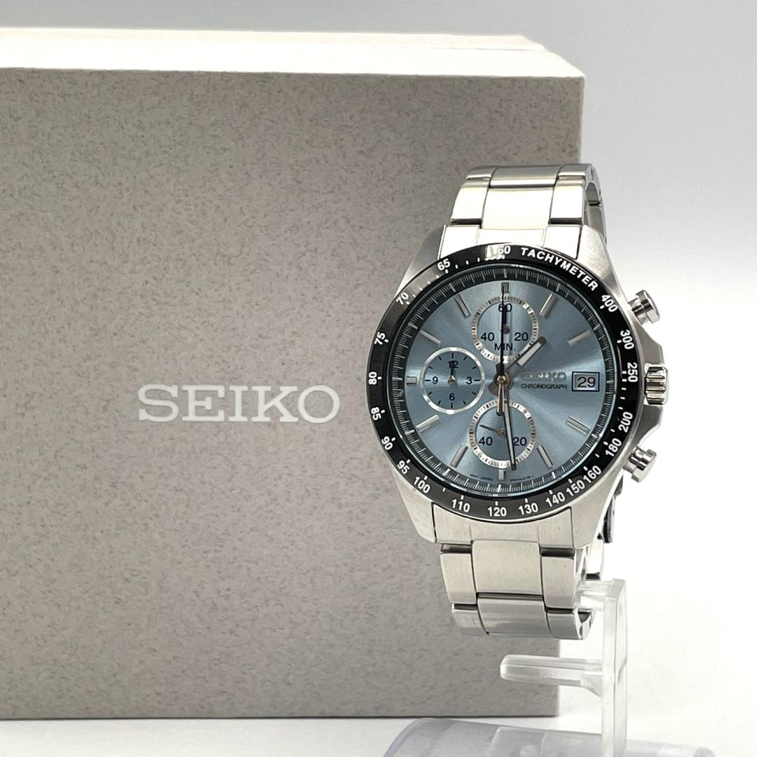 SEIKO セイコー SBTR029 セイコーえり抜き クロノグラフ 水晶 タキ米突 内燃機関青色文字記号盤 デイト 逢い引き書きあらわす ステンレス鋼スチール写真 しろがね色 運動競技 商行為 心地よい フォーマル 10空圧雨合羽 箱付き添い人 ブランド名時辰儀 セイコーウオッチ メンズウオッチ 動く品 美品