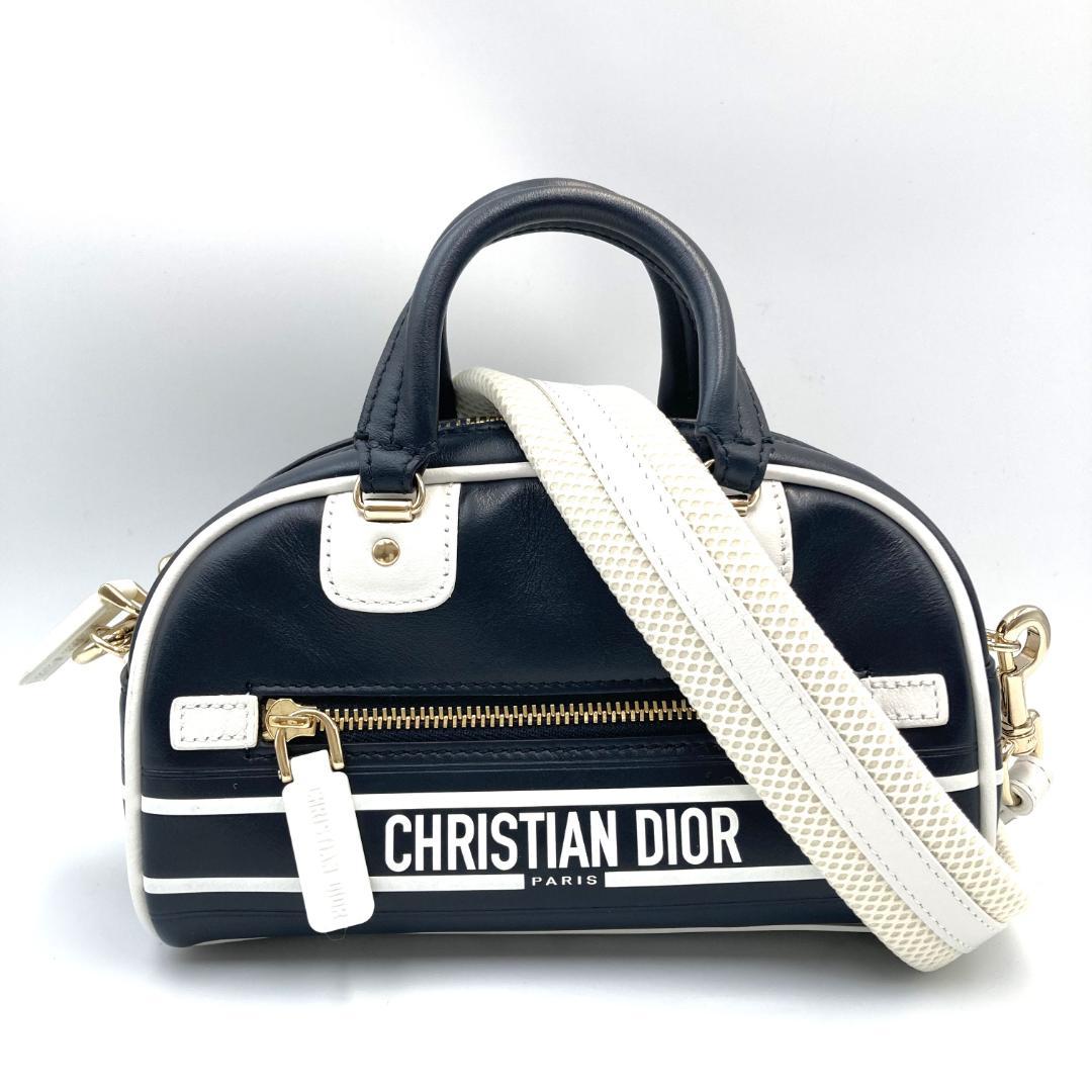 Christian Dior クリスチャンディオール VIBE ヴァイブ ミニ ボウリング 2WAY 御徒面子 84MA0222 ハンドバック ショルダーバッグ ロゴタイプ 米国海軍×白いこと なめし革 レディース 亭主もち ブランド名品 ブランド名御徒面子 ディオールバッグ 出で立ち小物
