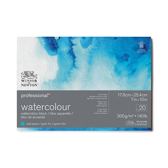 W&N ウィンザー&ニュートン プロフェッショナル水彩紙 ブロック 17.8×25.4 中目 300g/m2 19102001