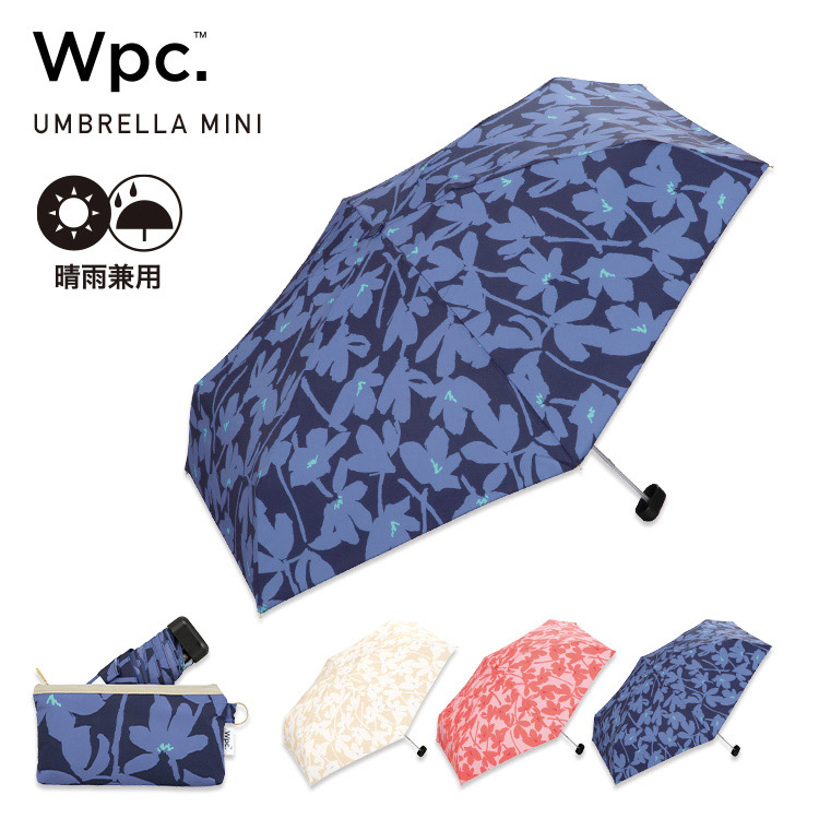 Wpc. 折りたたみ傘　ストロベリードット　ネイビー　晴雨兼用　日傘　コラボ Wpc. 折りたたみ傘 ストロベリードット ネイビー 晴雨兼用 日傘