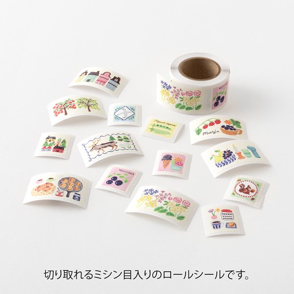 Midori Yuru Log Roll Sticker - Postage Stamps