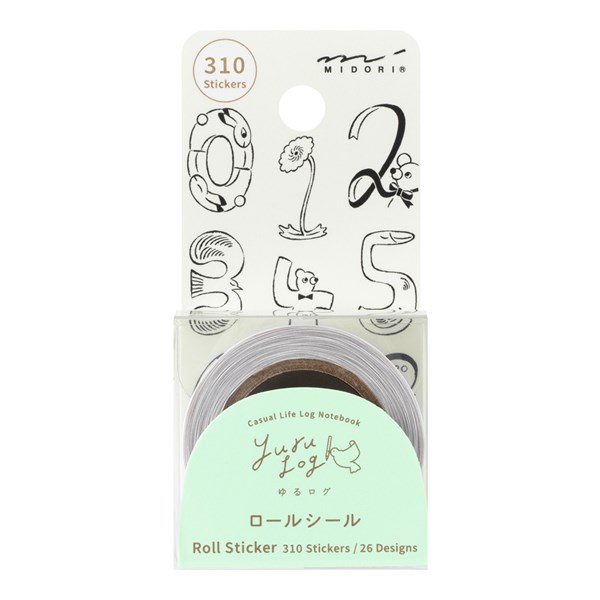 Midori Yuru Log Roll Sticker - Numbers