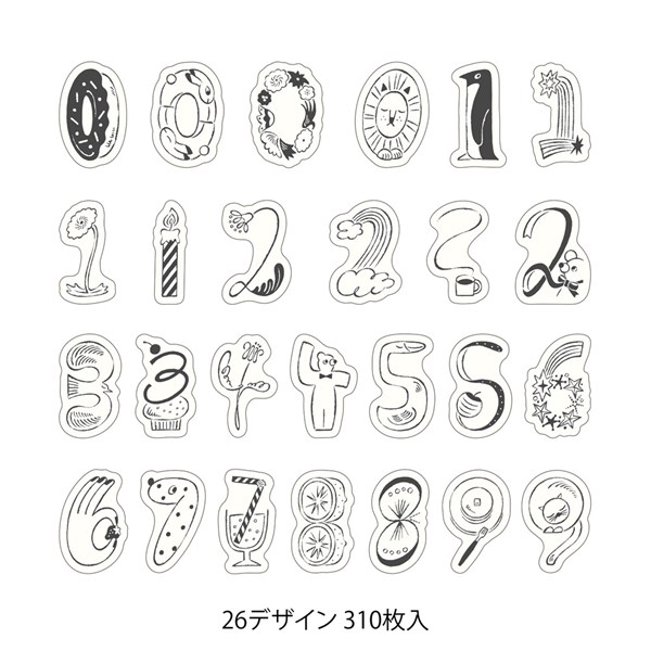 Midori Yuru Log Roll Sticker - Numbers
