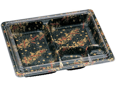 弁当箱 使い捨て 松花堂 202-1 金流 100個 透明 蓋付き ランチボックス 弁当容器 業務用 本体 レンジ 可能 電子レンジ OK