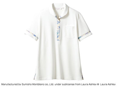 LAURA ASHLEY ニットシャツ LW201-13(オフホワイト/アメリ ブルー) L