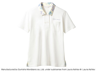 LAURA ASHLEY ニットシャツLW202-13(オフホワイト/アメリ ブルー) 3L