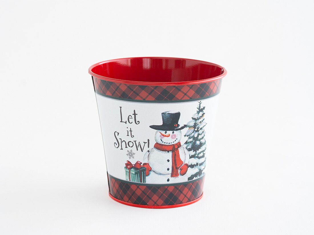 クリスマス用品　スノーマンブリキのバケツ　コップ　飾り四点　計六点 楽天市場】【少量販売】 ブリキバケツ スノーマンとツリー 1個