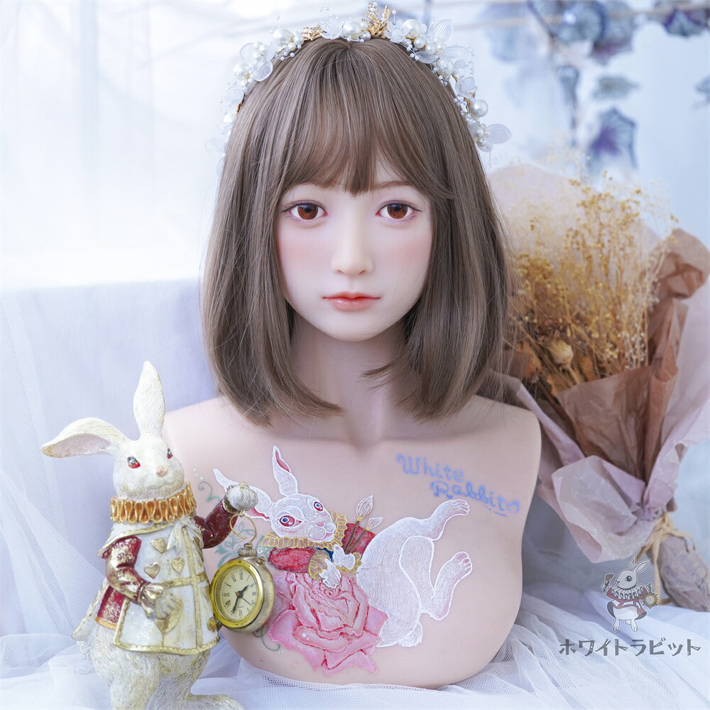 《 受注生産品 》 ドール ヘッド 軟質シリコン 口可動 掲載写真と同じカスタマイズアイ付き 大人 向け ドール 頭 頭部 等身大ドール リアル ドール 販売 ドール 本体 人形 軟質シリコン ヘッド 眉毛 睫毛 植毛 M16ボルト 148CM~158CM 身長対応 ホワイトラビット [TS001]｜ホワイトラビット