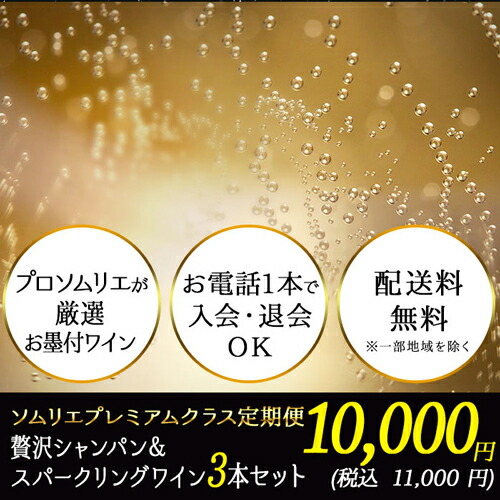 【送料無料】ソムリエプレミアムクラス定期便 贅沢シャンパン＆スパークリング3本セット（1ヶ月毎お届け） 送料無料 シャンパンセット：ワインショップソムリエ