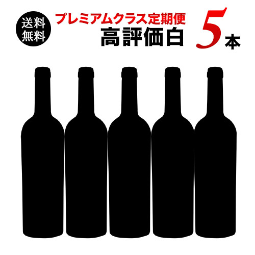 ソムリエプレミアムクラス定期便　高評価白ワイン5本セット（1ヶ月毎お届け）　送料無料　白ワインセット