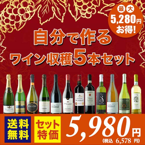 楽天市場 送料無料 Sale 自分で作るワイン収穫5本セット 送料無料 ワインセット ギフト プレゼント対応可 ギフト ワイン ソムリエ 家飲み バレンタイン ワインショップソムリエ