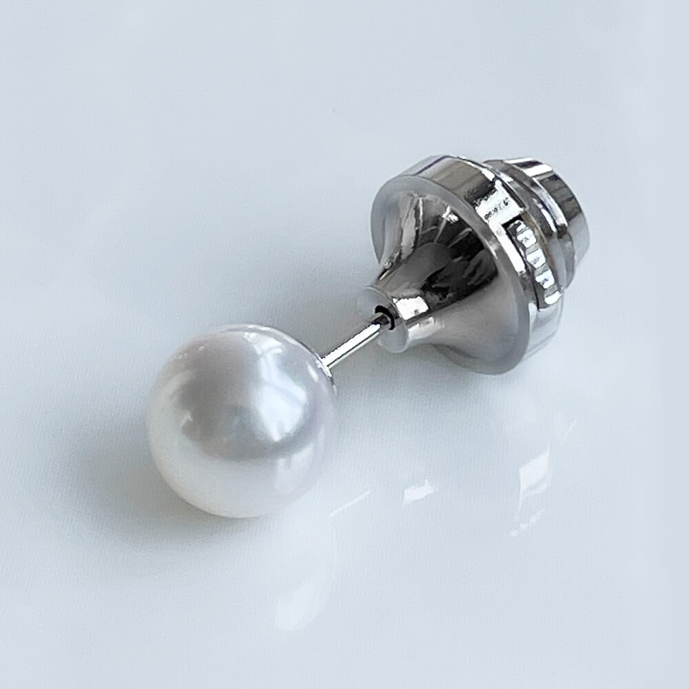 あこや真珠 ネクタイピン（タイタック/ラペルピン） ホワイト系 8.0-8.5mm BBB 針の材質/Pt900 プラチナ[n3]（父の日  プレゼントにメンズ フォーマル スーツ) 真珠の卸屋さん