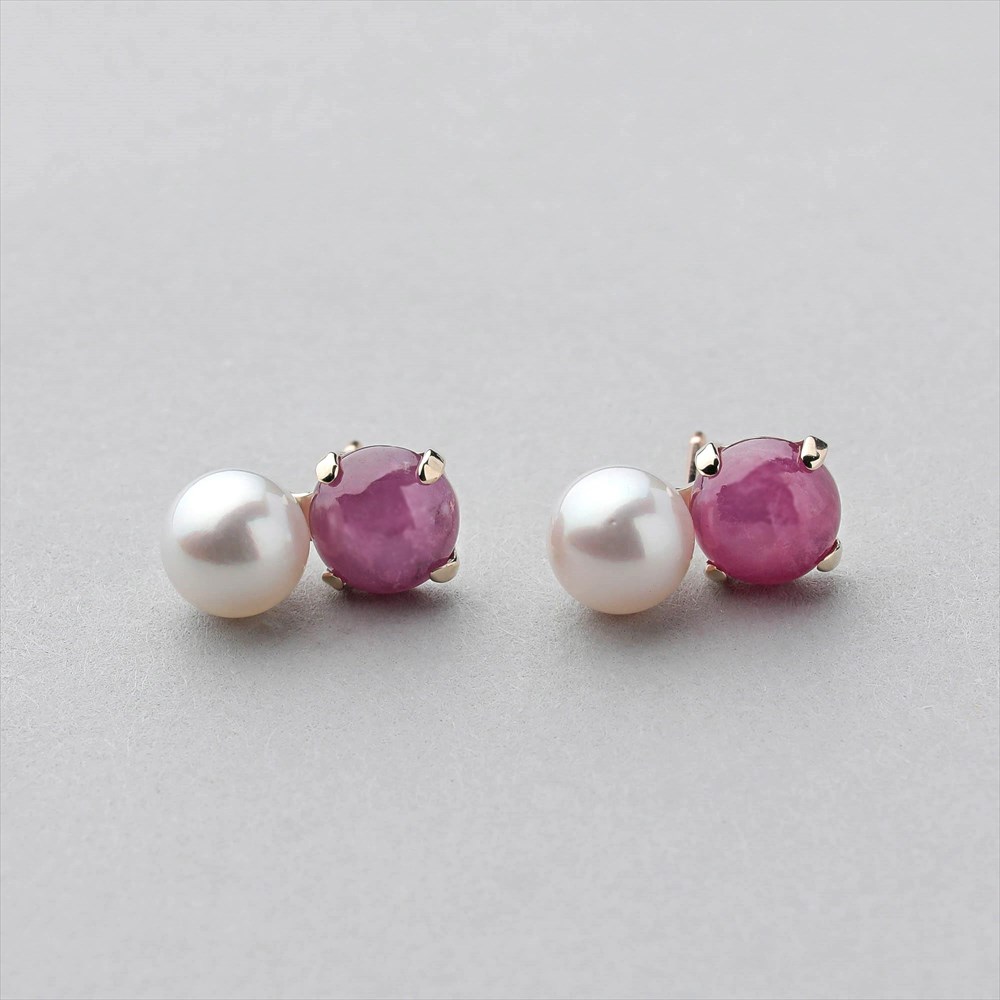 楽天市場】あこや真珠×ルビー ピアス 7.0-7.5mm K18YG パールピアス 普段使い カジュアル : Pearl for Life 楽天市場店