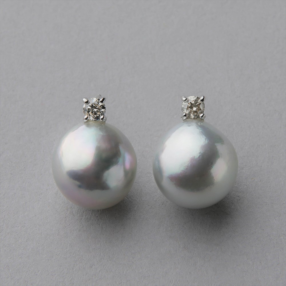 楽天市場】あこや真珠 ピアス 8.0-8.5mm K14WG グレー パール 普段使い