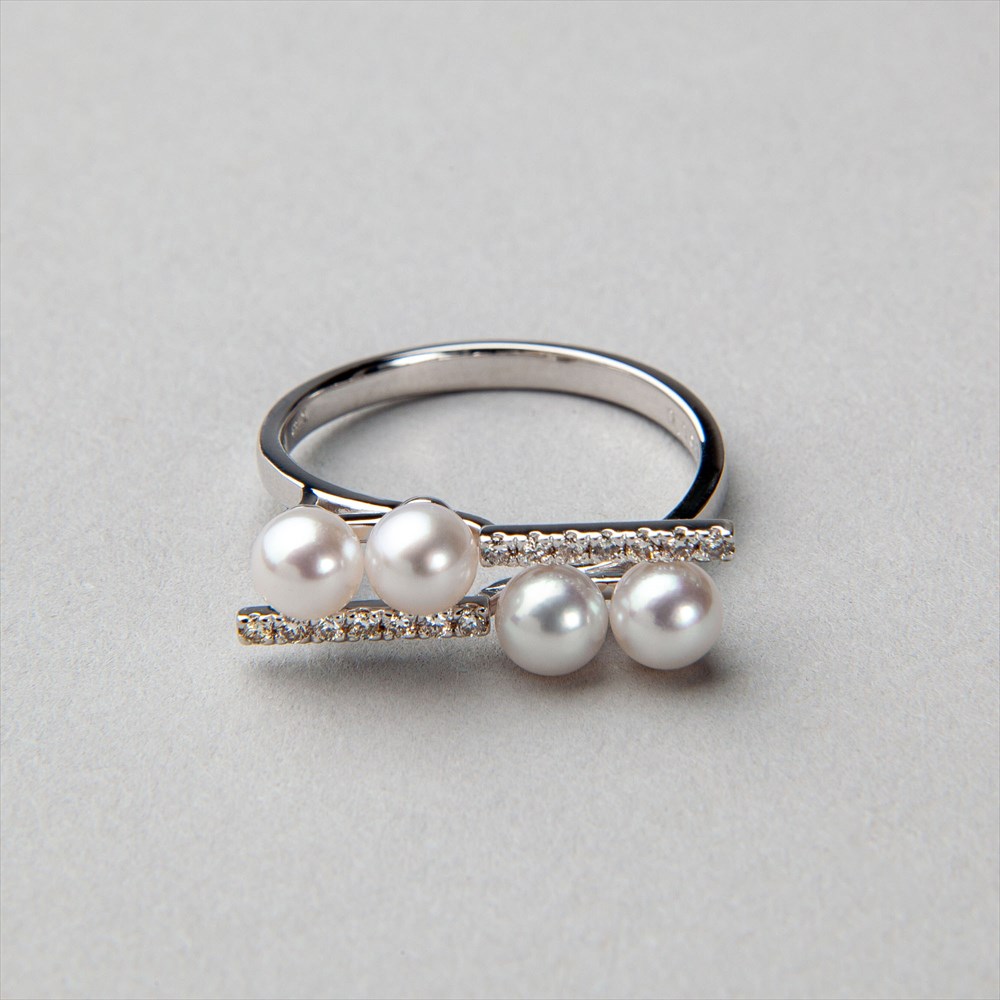 楽天市場】《Carina》 あこや真珠 カーブリング 4.5-6.0mm K18WG