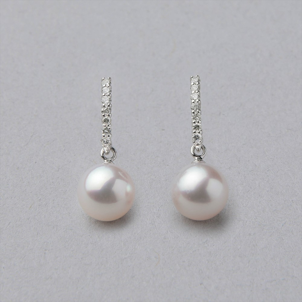 オーロラ花珠真珠 ピアス 7.5-8.0mm K18WG 鑑別書付き《PREMIUM》パールピアス フォーマル 冠婚葬祭|P-dot by Pearl for Life