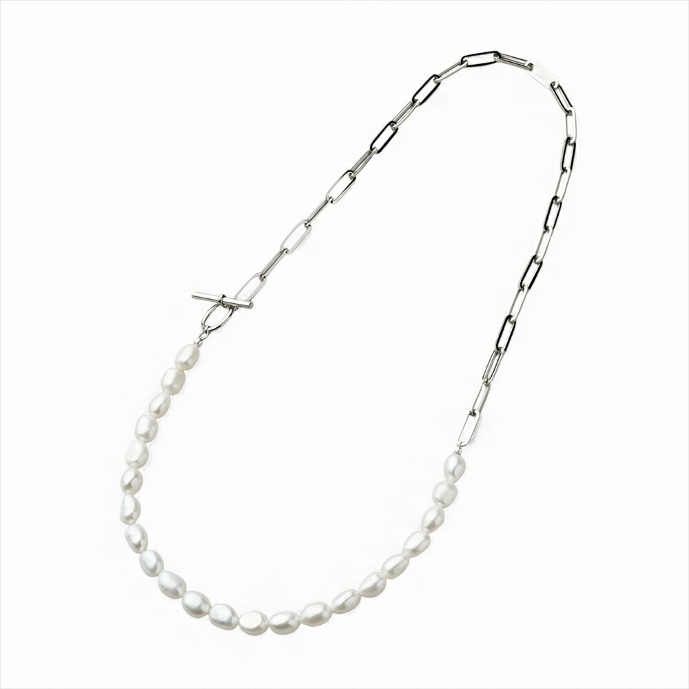 【WEB限定】《Unique+》 淡水真珠 ハーフチェーン ネックレス 7.0-7.5mm バロック SUS304 パールネックレス 普段使い カジュアル アレルギーフリー 金属アレルギー対応 バロックパール