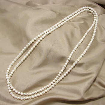 【楽天市場】あこや真珠 ロングパールネックレス 160cm ホワイト系 7.0-7.5mm CBB～C ラウンド パックマン(silver