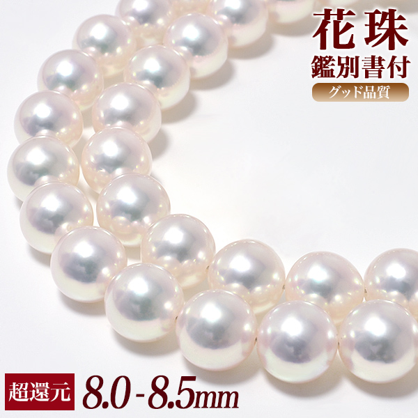 楽天市場】花珠真珠 パールネックレス 2点セット 8.0-8.5mm ≪グッド 