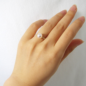 指輪 パール ダイヤモンド 9.5mm玉 真珠 0114-ma346-