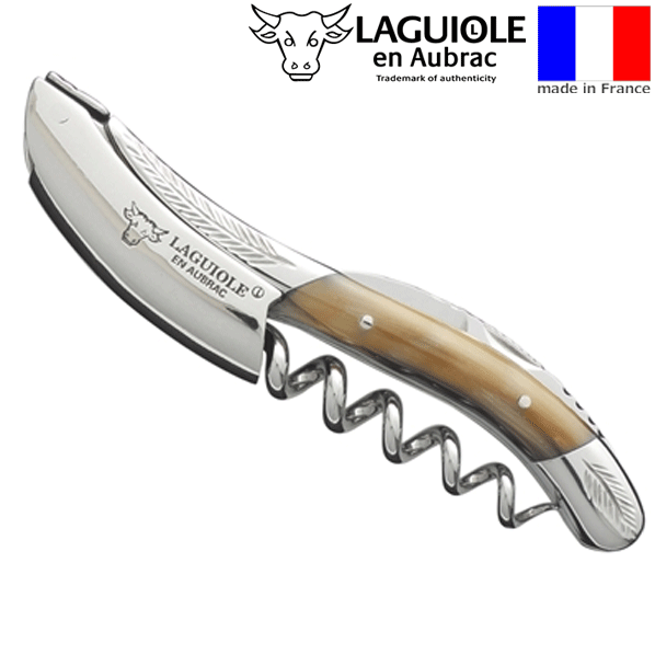 【送料無料】_フランス製 ソムリエナイフ ハンドメイド ラギオール・オブラック リーフホーン【RCP】【ワイングラス/カトラリー】【バー/カクテル】 沖縄/離島送料別
