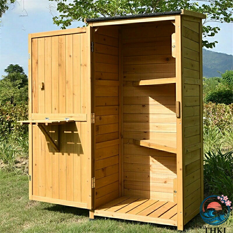 【全品5%ポイント】物置 屋外 大型倉庫 室外収納庫 屋外収納キャビネット 天然防腐木製 耐熱 耐侯 防水性と耐日光性 換気付き 収納可能 転倒防止設計|悟空店