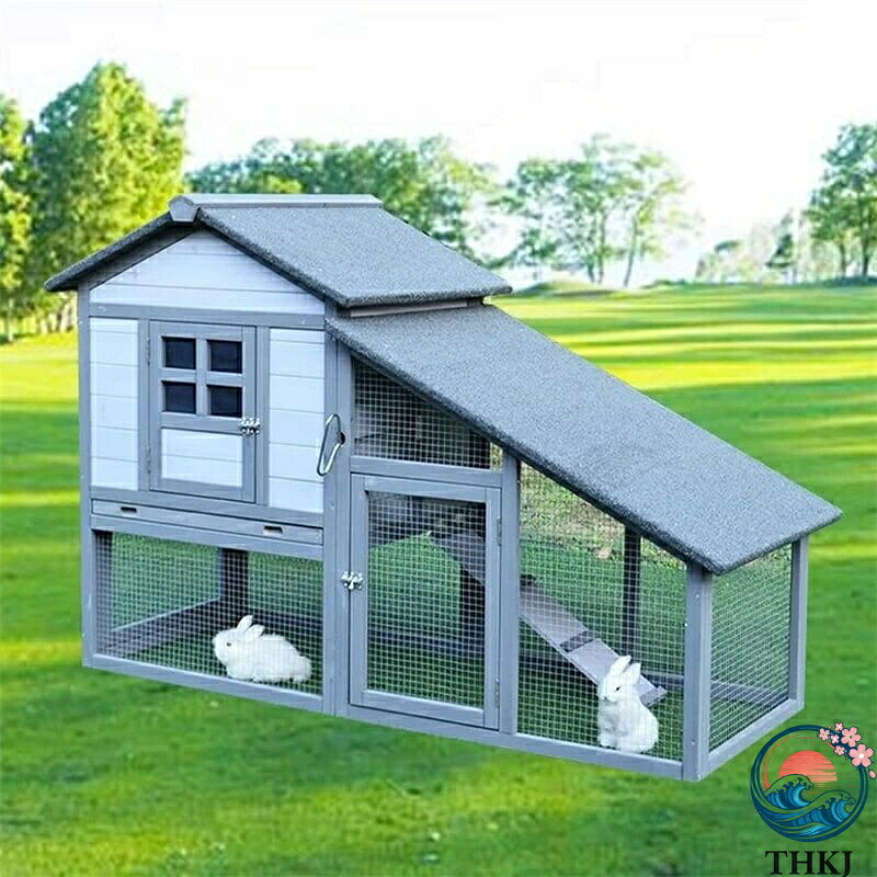 【全品5%ポイント】2階建て 152センチ 木製 屋外 屋内 屋根 防水 ウサギ小屋 ウサギケージ モルモット小屋 小型から中型動物用 人気 おすすめ 使いやすい｜悟空店