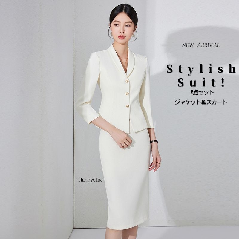 スカートスーツ セットアップ スーツセット レディース スーツ エレガント 優雅 事務服 OL通勤 オフィス フォーマル 卒業式 入学式 30代40代 おしゃれ 春夏 2点セット ジャケット 七分袖