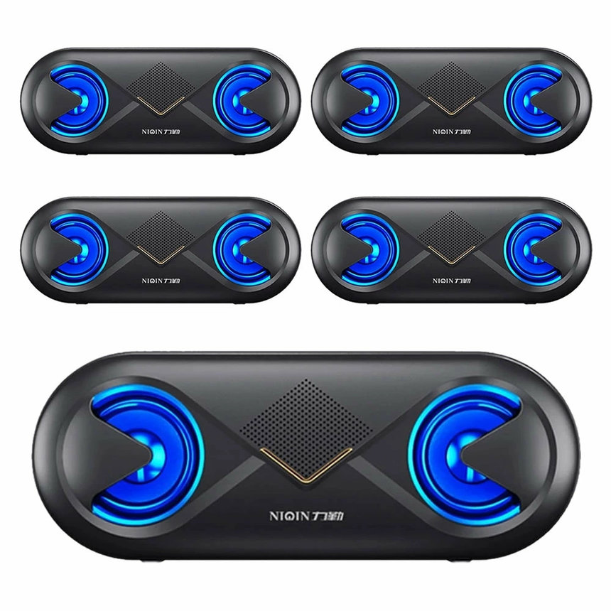 5個セット ワイヤレススピーカー bluetooth 無線 ワイヤレス高音質 重低音 充電式 大音量 ブルートゥーススピーカー 簡単操作 usb AUX SDカード マイク搭載 LED BMAXSP｜X-100ストア 8,932円