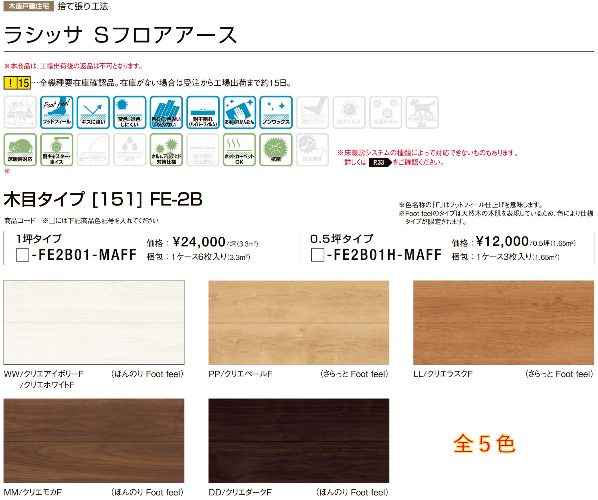 LIXIL立ち会い場 ラシッサ S立ち会い場地びた 肌理手合い  □-FE2B01-MAFF  3枚入り口・入口/0.5坪 1容れもの6枚入り口・入口/1坪 フローリング材