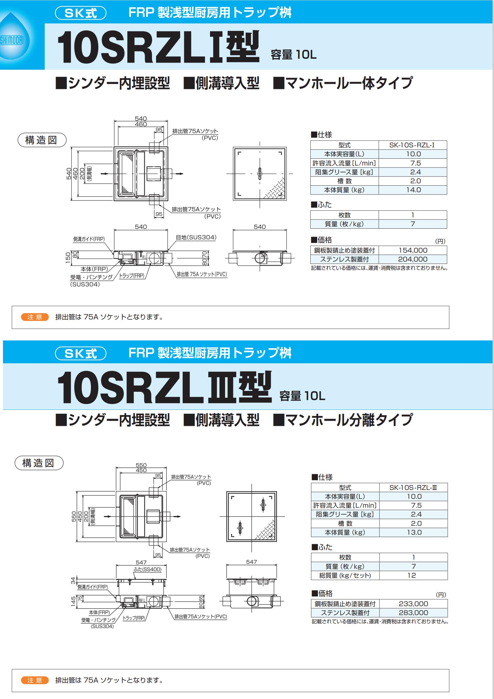 下田エコテック SK-15SC-RZDLI 鋼板製錆止め塗装蓋付 宅配便送料無料