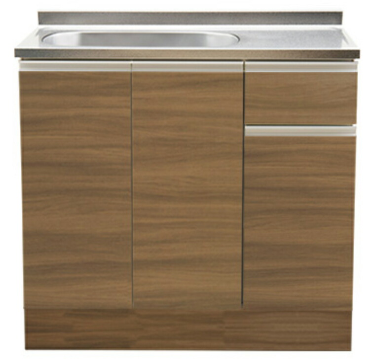 アイオ産業 流し台単体KW-H1000 標準鏡面扉スノーホワイト色 W1000mm × D550mm × H850+45mm (エリア限定配送無料)