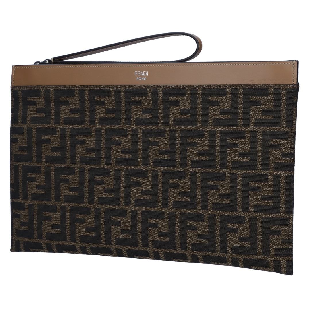 FENDI クラッチバッグ FENDI ROMA フェンディ クラッチバッグ ブラックレザー ポーチ