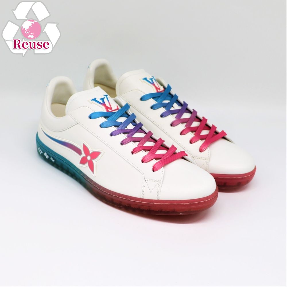 【美品】LOUIS VUITTON Zig Zag ジグザグ ラインスニーカー白 Louis Vuitton Zig Zag Sneakers Monogram White Leather 9.5 LV