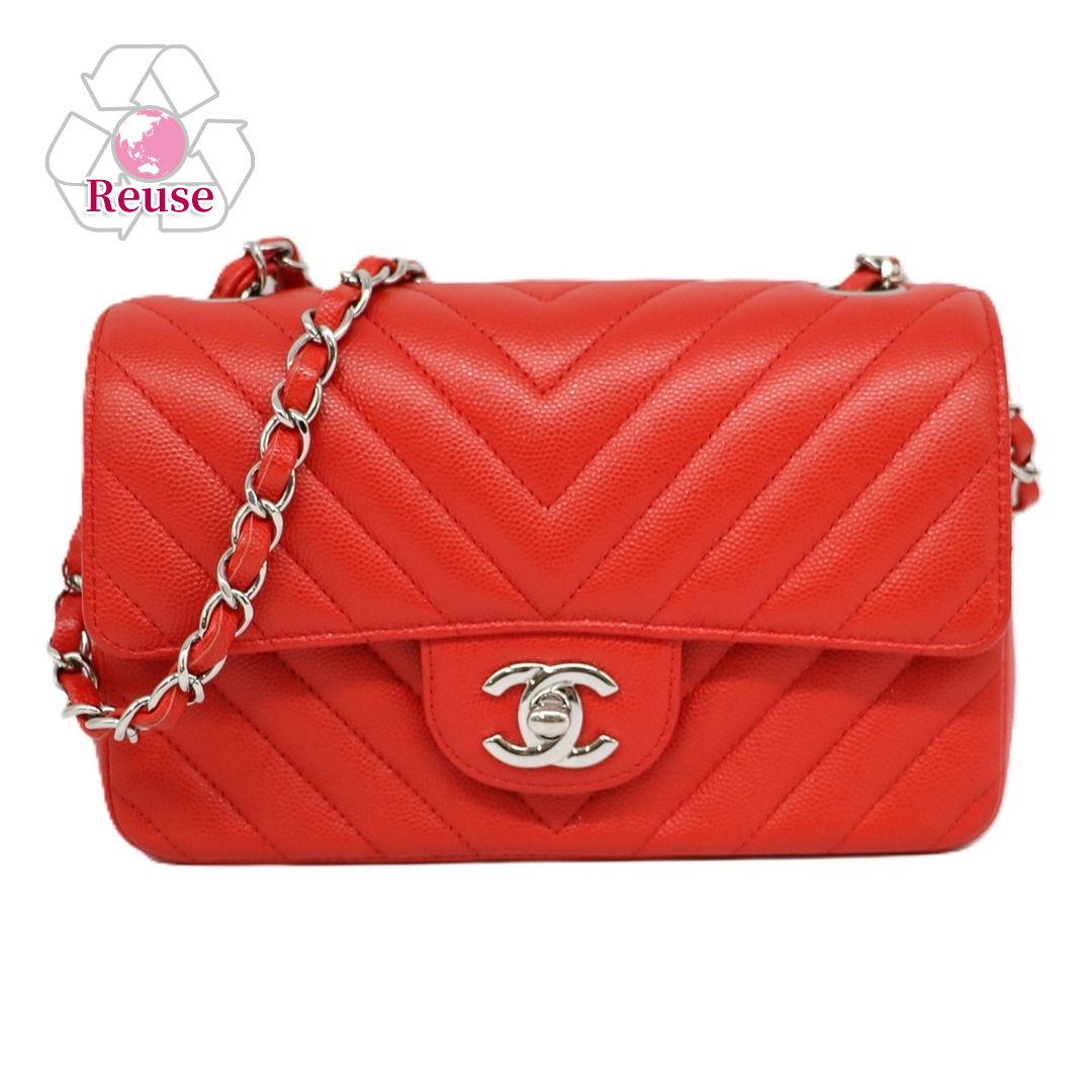 【リユース品】 シャネル CHANEL バッグ ショルダーバッグ シェブロンVステッチチェーンショルダーバッグ レッド 【お取り寄せ】|テザーレブランドショップ