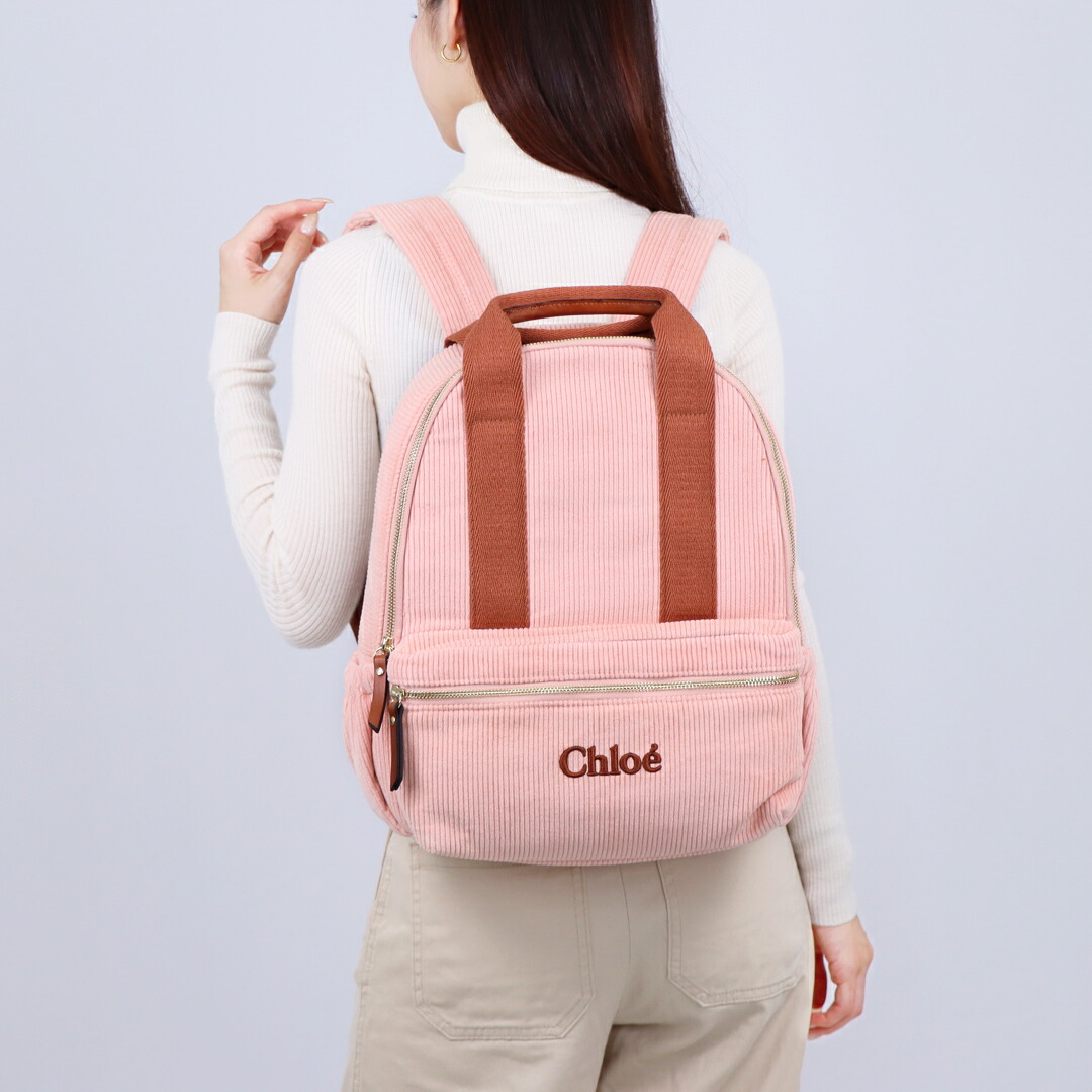Chloe☆24FW 刺繍 コットン コーデュロイ バックパック リュック Chloe☆24FW 刺繍 コットン コーデュロイ バックパック リュック